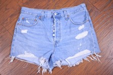 Levi's 501 Denim Cutoff Distressed Shorts Blue Women's 32