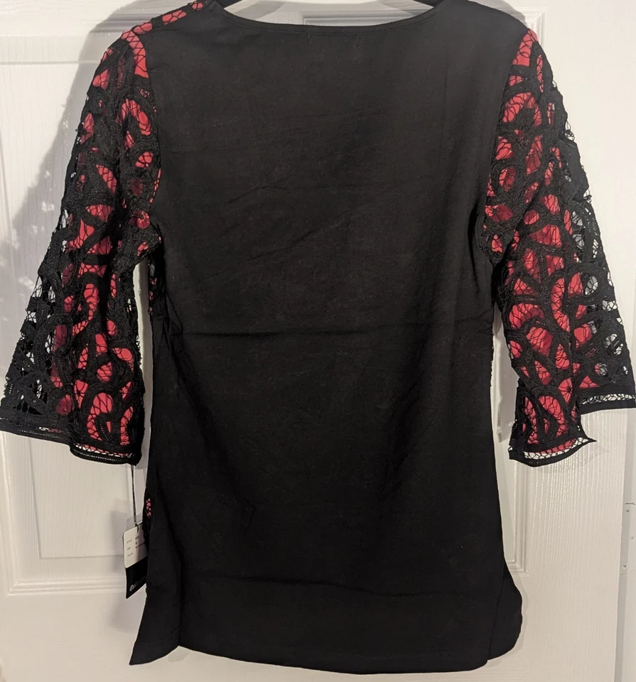 Top de encaje bordado diseño intrincado Dolce Cabo para mujer talla M Foto 3 de 4