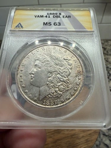 1889 MORGAN DOLLAR VAM 41 Double Ear ANACS MS63