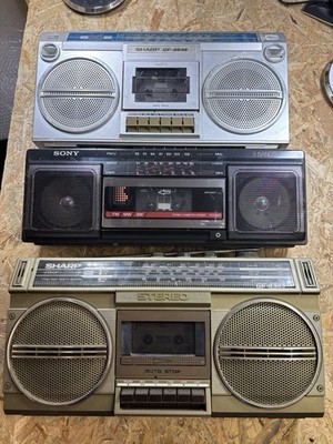 3x Vintage Kassettenradio Sharp GF-4646 GF-4343H Sony CFS-230S Defekt 