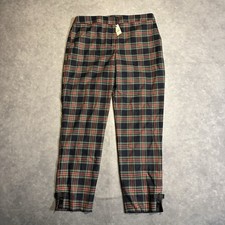 Talbots Pants Women 8 Holiday Tartan Plaid Wool Blend Bow Ankle Stretch NWT 129