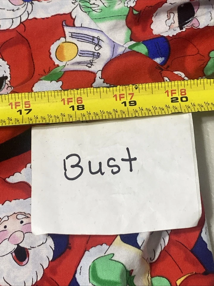 Nurse Scrub Santa Claus Lab Coat Size Small Peaches Long Sleeve Red Pockets - Image 3 of 4