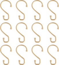 12 Pack S-Hook Shower Curtain Rings Bathroom Metal S Shaped Hooks Easy