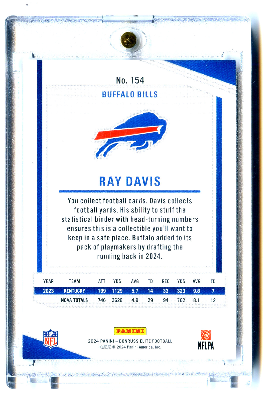 Ray Davis #154 2024 Panini Donruss Elite Rookies Aspirations Stars #/299 (RC)