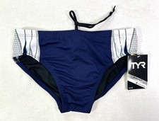TYR Durafast Elite Phoenix Racer Brief Swim Bottoms Navy White Mens 32 New