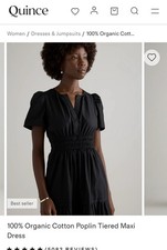 Quince 100% Organic Cotton Poplin Tiered Maxi Dress Black XL NWT