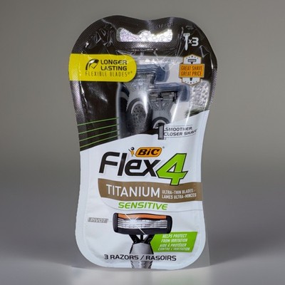 BIC Flex4 Men's Sensitive Disposable Razors with Cartridges 3 Count