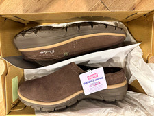 SKECHERS Relaxed Fit Easy Going Lovely Latte Memory Foam Suede Clogs 6