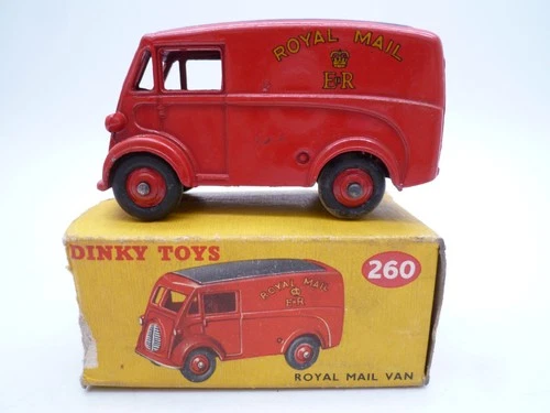 VINTAGE DINKY TOYS 260 MORRIS J ROYAL MAIL VAN & WORN ORIGINAL BOX 1955