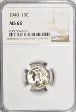 1940 Mercury Dime Blast White Super Gem Uncirculated Ngc Ms66