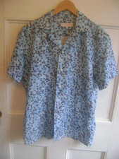 ORLEBAR BROWN L TAILORED FIT 76 COTTON/LINEN BUTTON FRONT SHORTSLEEVED SHIRT;EXC