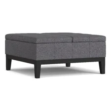 Dover 36 inch Wide Lift Top Coffee Table Storage Ottoman in Slate Grey