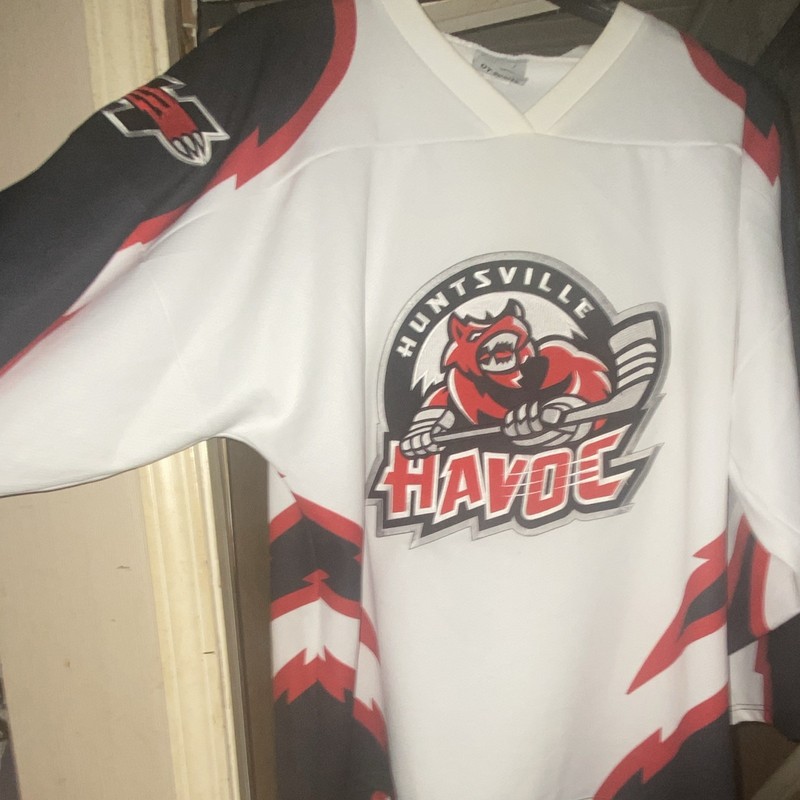 Huntsville Havoc Hockey Team Jersey White Black Red Gray
