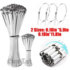 100-200Pcs Metal Zip Ties Stainless Steel Heavy Duty Self-Locking Cable Ties US