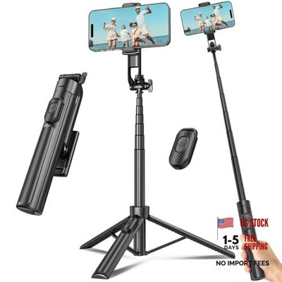Selfie Stick Travel Tripod for Cell Phone with Remote Control and 50 inch Black
