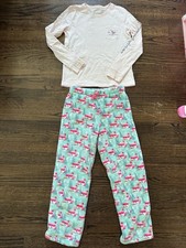 Vineyard Vines Fleece Pajama Pants Top 10 Whale Winter Snowman Preppy Cozy EUC