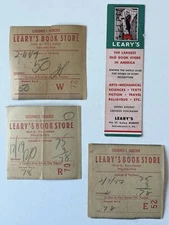 Vintage Leary’s Book Store Book Mark & Customer Receipts Philadelphia 1950s