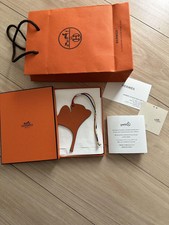 HERM S Petit h Ginkgo Leaf Charm Leather Bag Accessory w/ Box and Shop Bag