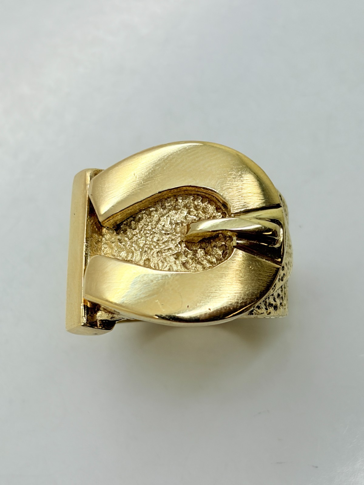 9ct Yellow Solid Gold Buckle Ring - image 3
