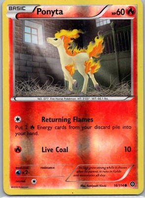 Pokemon TCG Ponyta 16/114 Steam Siege Rev Holo LP