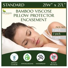 Standard Size Waterproof Pillow Protectors Set of 2 - Natural Viscose deriv...