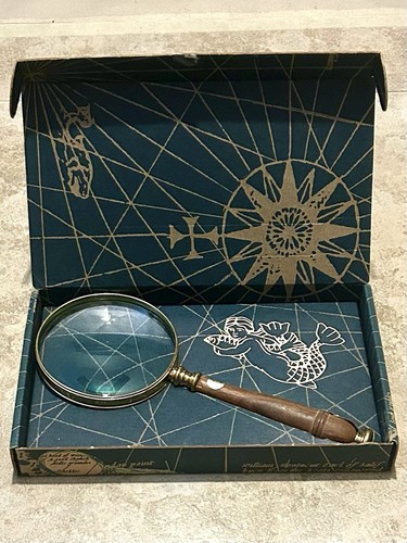 Authentic Models Bronzed Magnifying Glass Loupe with original box
