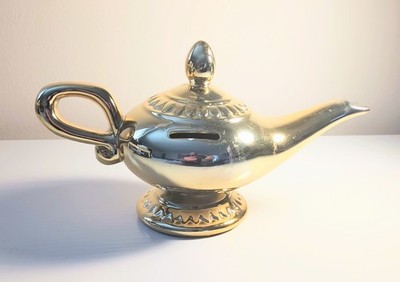 Disney  Aladdin's Magic  Lamp Bank  Metalic Gold Ceramic 