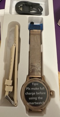 Homailida Smart watch New with Two Bands Gold Mesh/ Beige Silicone