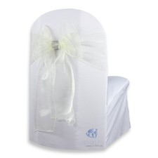 20 pcs Organza Chair Cover Bow Sash 108"x8" - Ivory - w/ Bow Covers Wedding zo