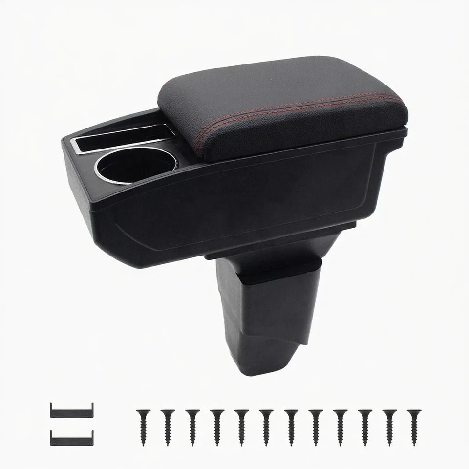 Caja reposabrazos central para Peugeot 206 caja de almacenamiento de doble capa con portavasos Foto 3 de 4