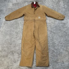 Carhartt Coveralls Mens 48 Short Brown Duck Quilt Lined Workwear Made USA X01
