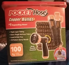 Pocket Hose Copper Bullet 100FT Expandable Garden Hose w/ Sprayer
