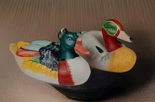 Vintage Ceramic Mallard Figurine -Set of 2, Multicolor Ducks, Hand Bemalt