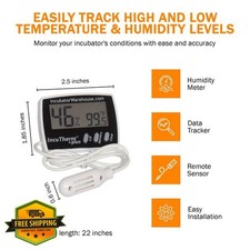 Incubator Warehouse Digital Thermometer Hygrometer, Incubator Monitor