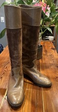Authentic Vintage Gucci 1980s Leather Suede Irene Brown Leather Riding Boots 6