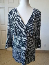 Style & Co Women's Blouse Squard Confeti Lined Top Babydoll Large Y2K 90’s