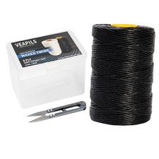 9-Ply Black String Waxed Twine, 660 Feet per Roll Heavy Duty Twine String, 2