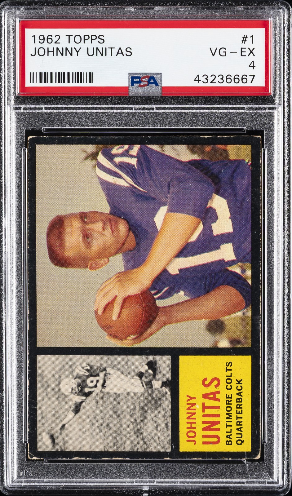 1962 TOPPS #1 JOHNNY UNITAS PSA 4