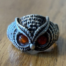 Vintage 925 Sterling Silver Owl Statement Rin...