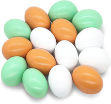 15 PCS Wooden Fake Eggs,3 Colors Wood Nest Eggs for Kids Play,Diy,Easter Eggs Cr