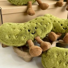 15cm Amusable Green Sour Pickle Plush Toy Cute Collectible Soft Stuffed Doll