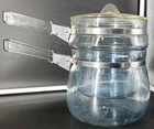 Vintage Pyrex Flameware Glass Double Boiler Lid & Metal Handles Model 6763