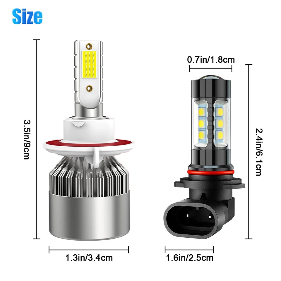 For 2004-2014 Ford F-250 8000K LED Headlight Hi/Lo + Fog Light 4 Bulbs Cambo kit - Image 3 of 4