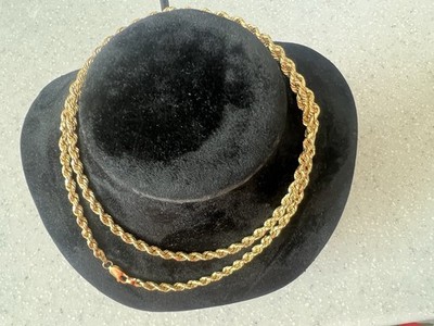 14K massives Gold Hohlseil Kette 4 mm 24 Zoll