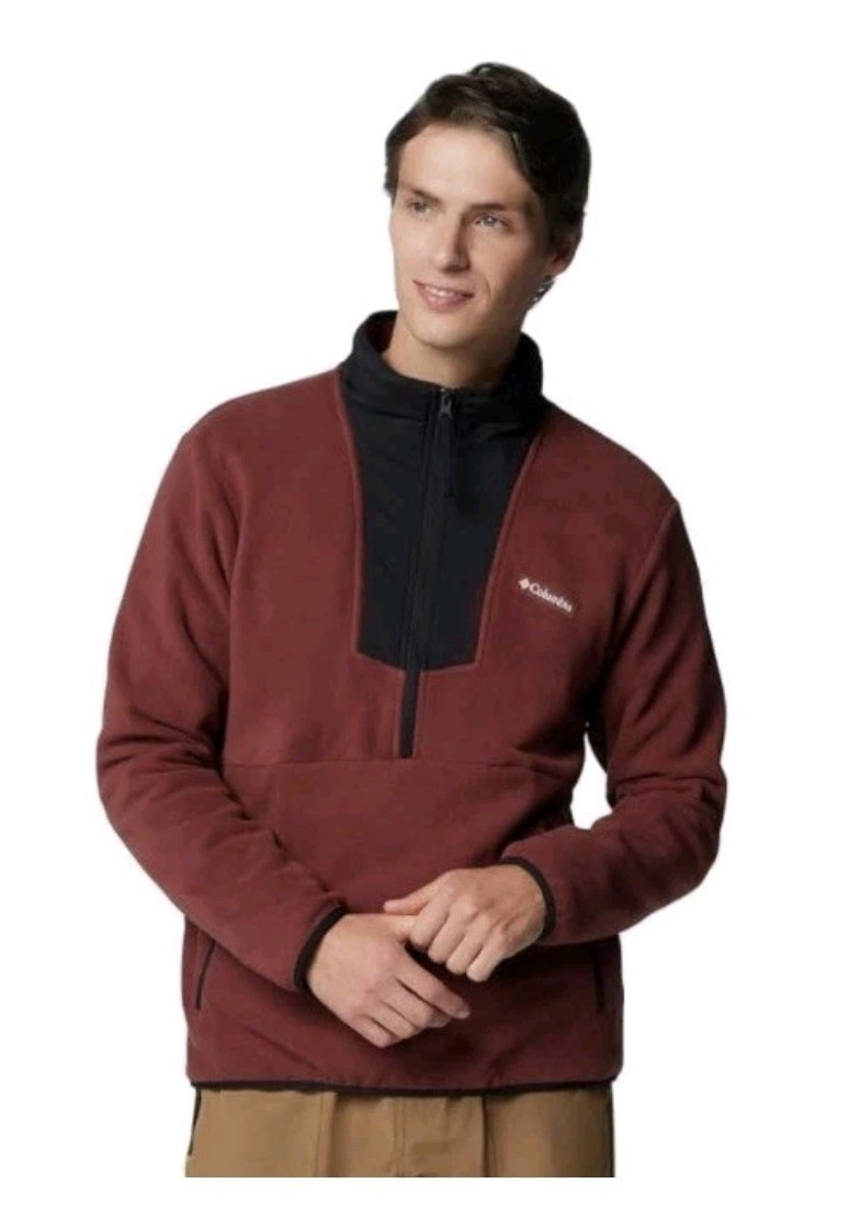 Columbia Men's Sequoia Grove Half Zip Fleece Pullover in Red Spice/Black Size XL