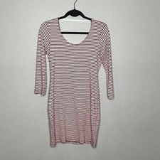 NWT Sparkle & Fade Red & White Stripe Scoop Back Bodycon Dress Size Medium