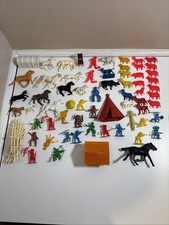 Vintage Cowboys Indians  Horses Plastic Toy Figures Marx / MPC  Lot of 70