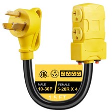 [240V to 120V] 30 Amp to 20 Amp 110V Adapter, NEMA 10-30P Adapter to 4X 5-15R...