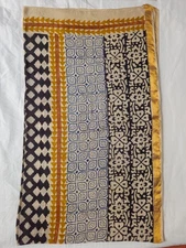 Indian Block Print Sarong Zari BorderBeach Wrap Summer Beach Pareo Cotton Sarong