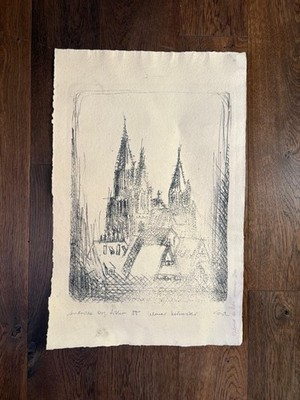 Original Lithografie  Ulmer Münster    signiert & datiert 1988   Büttenpapier